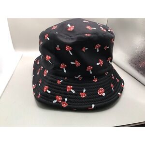 Red And White Mushrooms Bucket Hat Reversible To Solid Black